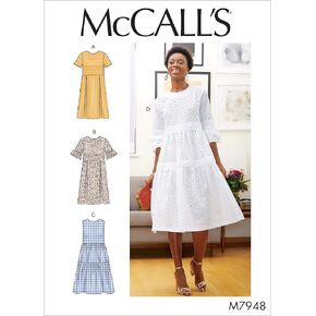 McCall's Patterns McCall's Women's Knee Length Pleated Dress, Sizes 14-22 Sewing Pattern, White