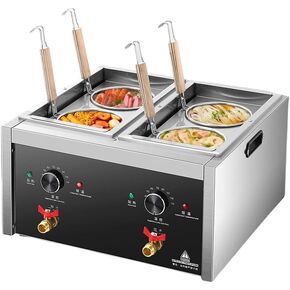 Koalalko Commercial Pasta Cooker with 4 Holes Noodle Cooking Machine Pasta Makers Boiler Cooker Machine Noodles Table with 4 Basket Noodle Dumpling Maker with Noodle Filter 110V US plug