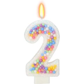 5th Birthday Candle for Cake, Colorful Macaron Numeral Candles for Boys/Girls, Birthday Party Cake Decorations, Golden Cake Topper for Birthday Party Supplies (Number 5)