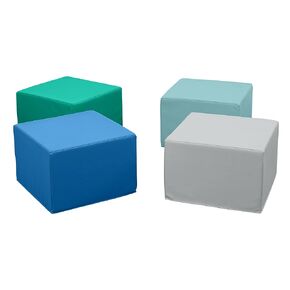 ECR4Kids SoftZone Foam Ottoman Set, Square, Flexible Seating, Contemporary, 4-Piece