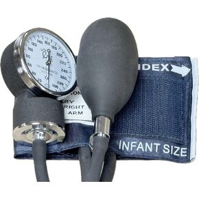 EMI Infant Sized Aneroid Sphygmomanometer Blood Pressure Monitor Set with Bulb, Gauge, and Infant-Size Cuff. Includes Convenient Carrying Case