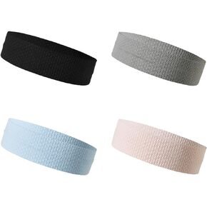 Sport Hair Band Sweat Headbands 4PCS Elastic Soft Non Slip Hair Bands for Yoga Running Basketball Cycling Sports Tennis Workout