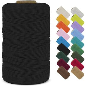 LEREATI Macrame Cord 1mm x 426 Yard Natural Cotton String Twine Macrame Rope Yarn, Colored String Craft Cord for DIY Jewelry Making Wall Hanging Gift Wrapping Decoration (Natural)