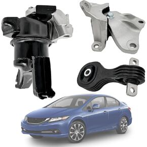 DanVard 3PCS Engine Motor & Trans Mount Kit Compatible with Honda Civic L4 1.8L Coupe/ Sedan 2012 2013 Replacement for A65048 A65021 A65087 50890TR0A81 50850TR6A81 50820TR0A81 Auto Transmission