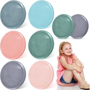 Amylove 6 Pcs Inflated Wobble Cushion Pump Wiggle Seat for Sensory Kids Flexible Seating Exercise Balance Disc Sensory Chair for Office School Home Equipment, Pump Included
