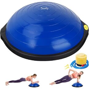 Zeatly 25in Balance Ball, 1500lb Inflatable Half Exercise Ball, Antislip Balance Trainer, Half Yoga Ball Improve Strength .Balance Board with 2 Resistance Bands, Pump, Balance Trainers