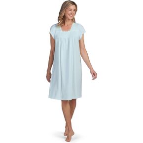 Miss Elaine Women's SilkyKnit Short Nightgown, Short Sleeves, Sleepwear and Loungewear