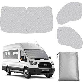 حزمة من 3 ستائر جانبية وأمامية للنوافذ الجانبية والأمامية متوافقة مع Ford Transit Van T150 T250 T350 ذات السقف المنخفض/المتوسط ​​2014 إلى الملحقات الحالية، مع 16 كوب شفط in Saudi Arabia