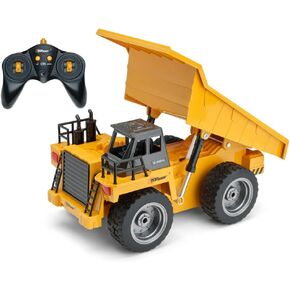 Top Race RC Remote Control Dump Truck Toy | 11" x 5.7" | Alloy Metal and Plastic 4WD with Heavy Rubber Tires - 2.4Ghz - Toy Trucks Rc Dump Truck Rc Construction Vehicles Remote Control Tractor