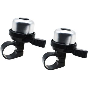 LBTODH 2PCS Bicycle Bells Silver Mini Small Bike Bell Loud Safety Warning Accessories for Road Bike and Mountain Bike Handlebars