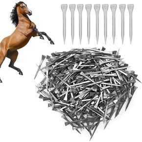 Cyrank 250PCS Steel 2.13 Inches E6 Horseshoe Nail, Horseshoe Tools Stainless Steel Horseshoe Horse Hoof Peg Securing Nails Tools for Horse Training Equestrian Sports