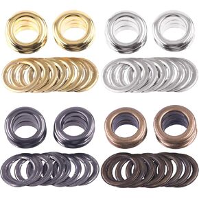 Keadic 32 Sets 25mm 1" Thickened Grommets Eyelets Assortment Kit, Bronze Silver Gold Gun Black Metal Eyelet Grommet for DIY Leather Clothing Shoe Bags Crafts