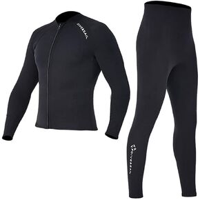 2MM Neoprene Two Piece Wetsuit, Neoprene Surfing Bodyboarding Diving Suit for Men Women Snorkeling Scuba Diving