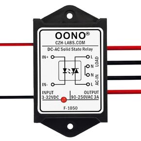 Wired DC-AC 3Amp Isolated Solid State Relay Module, SSR in 3-32VDC Out 90-250VAC, for Raspberry-Pi Arduino ESP32 PLC MCU DSP