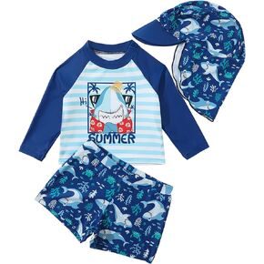 YAGATA Baby Swimsuit Boy Baby Shark Swimsuit Toddler Boy Baby Boy Swimsuit 3-6 Months Baby Boy Rashguard Swimsuit