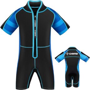 Chriffer Kids Wetsuit Shorty Wet Suit for Girls Boys Front Zip 2mm Neoprene Thermal Short Sleeves for Toddler/Kid/Youth/Teens Keep Warm for Diving Surfing Swimming Water Sports