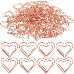 100Pcs Gold Heart Paper Clips Cute Small Paper Clips for Funny Heart Clips Kids Office Supplies Paper Clamps Wedding Decoration Crafts Scrapbooking Women Document Note Sorting Organizing Paperclips