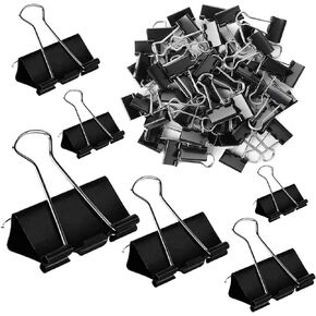 Binder Clips Paper Clamps 300 Pack Assorted Sizes (Black), Jumbo, Large, Medium, Small, Mini and Micro,6 Sizes for Office, School and Home