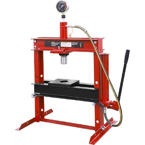 Torin ATY12001B-1 H-Shape Hydraulic Garage/Shop Benchtop Press with Stamping Plates, 12 Ton (24,000 lb) Capacity, Red