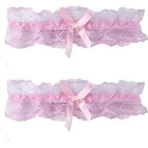 YunPeng Lace Wedding Garter Bridal Bowknot Leg Garter Belt Ribbon Belt Leg Ring for Women Girls 2pcs
