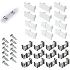 Muzata 12PACK LED Channel Mounting Clips, End Caps and Screws, Suitable for Aluminum Channel Universal U1SW U-Shape LU1 LCU1 WW, Series LA1