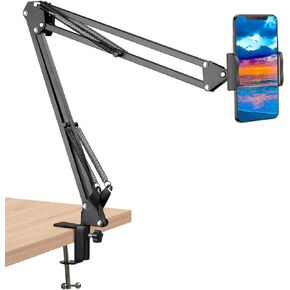 Universal Cell Phone Clip Holder Clamp Mount Flexible 360° Rotation,Long Arm Bracket for 3.5-6.5in Phones, Mobile Stand for Bed, Office, Kitchen, Desk