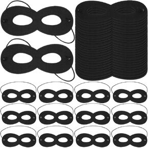 60 Pcs Black Felt Eye Half Masks Halloween Costumes Masquerade Hero Cosplay Adjustable Dress up Mask Bulk for Men Women Kids Party