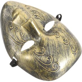 Kichvoe Masquerade Mask Party Full Face Mask Vintage Venetian Greek Roman Party Mardi Gras Masks Comedy Mask for Masquerade Party Golden