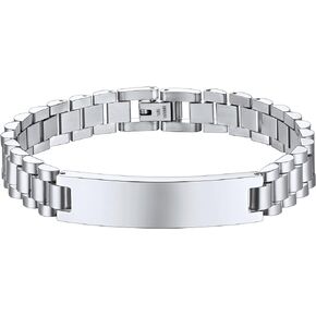 ChainsHouse Wristband ID Bracelets for Men, Stainless Steel/18K Gold/Black Metal Plated, Personalized Engrave Chunky Bracelet Bangle, with Removal Tool, 15MM/15.5MM Width, 8.27-8.66 Inch Length