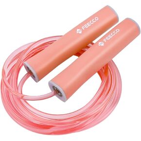 FEECCO Jump Rope for Kids, Pink and Blue Colored Jump Ropes for Girls and Boys 3~12 Years Old, with Adjustable Length Rope and Skin Friendly Silicone Handles