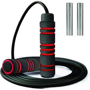 Weighted Jump Rope - (1LB) Solid PVC for Crossfit and Boxing - Heavy Jump Rope with Memory Non-Slip Cushioned Foam Grip Handles for Fitness Workouts Endurance and Strength Training