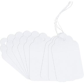ZUFECY 100 Marking Tags - White Price Tags with String, Display Labels for Jewelry, 2.75 x 1.57 Inches