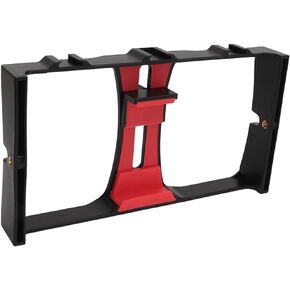 Phone Video Camera Cage ABS Portable Handheld Smartphone Video Stabilizer Rig Phone Video Cage Grip with Cold Shoe Mount for Livestreaming Vlog Videomaker Videographer (Red)