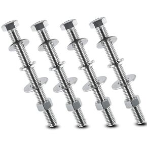 5/16-18x1-1/2" Stainless Steel Hex Head Screws Bolts, Nuts, Flat & Lock Washers Kits, 304 Stainless Steel 18-8,Fully Threaded, 10 Sets