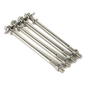 1/2-13 x 4-1/2" Hex Head Bolts with Hex Nuts and Thick Flat & Lock Washers, Fully Threaded, Stainless Steel 18-8, Plain Finish, 2 Sets
