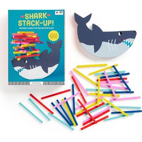 Mudpuppy Shark Stack Up – Shark Themed Wooden Balancing Game for Motor Skill and Dexterity Building for Children Ages 4 and Up, 2+ Players