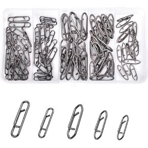 Power Fishing Clips Kit, 90pcs Fishing Snaps High Strength Fishing Lure Quick Change Clips Stainless Steel Fishing Speed Clips Swivels Fishing Tackle Connector Snaps for Freshwater Saltwater Fishing