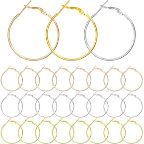 FANMAOUS 60Pcs Hoop Earring Findings Stainless Steel Earrings Beading Round Earrings Hypoallergenic Hoop Earrings Open Beading Hoop for Jewelry Making DIY Crafts Art Creation Girl (25mm+35mm)