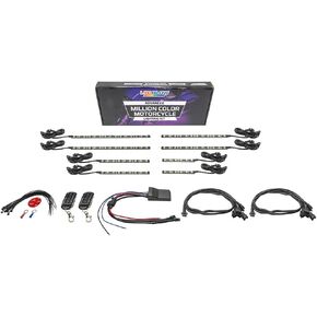 LEDGlow 8pc Bluetooth Advanced Million Color LED Motorcycle Accent Underlow Lighting Kit - Smartphone App - Dual Zone & Brake Lights Feature - Waterproof Control Box - Multi-Color Flexible Strips