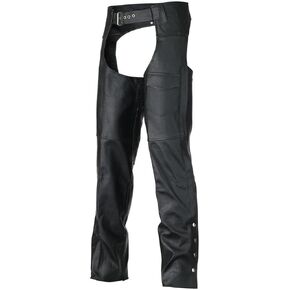 Vance Leather Black Motorcycle Leather Chaps, Mens Premium Leather Fully Lined – Coin Pocket for Motorcycle Riders
