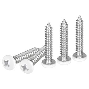 #8x1/2" White Screws 100Pack - 304 Stainless Steel Pan Head Phillips Sheet Metal Screw Self-Tapping Screw Wood Screws