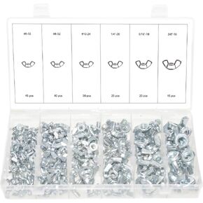 Swordfish 32630 - SAE Steel Wing Nut Assortment, Size from #6 to 3/8", [6 Sizes], Total 175 Pieces