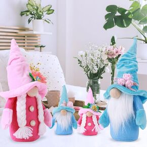 RECHIATO 4 Pack Spring Gnomes 11" Mothers Day Gnomes Spring Decorations for Home Spring Table Decor, Mothers Day Gnomes Decor Gifts for Women Gifts Living Room Desktop Decoration