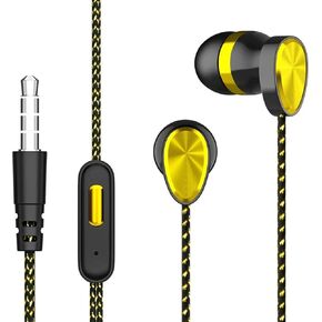MIRHO Ergonomic Comfort 3.5mm Wired Earbuds with Precision Bass and Stereo Sound,Wired Headphones with mic for Music(Yellow in Saudi Arabia