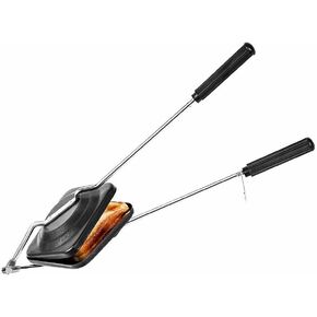AnNafi® Sandwich Maker | Sandwich Press Grill For Gas/Stove | Non Stick Hand Toaster Pan For Hot & Crisp Grilled Cheese Sandwiches & Cubano | Easy to Use Cast Iron Flying Saucer For Outside Campfire