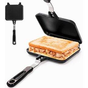 Cididu Hot Sandwich Maker, Sandwich Toaster Gas Stove, Double-sided Non-stick Frying Pan for Bread Cheese Pancake Breakfast, Stovetop Sandwich Grill Press Flip Pan for Camping Home in Saudi Arabia