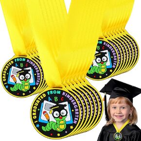 Remuuly 60 Pcs Kindergarten Graduation Medals for Kids Bulk 2 Inch Graduation Award Medals with Yellow Neck Ribbon Rubber Preschool Kindergarten Awards for Graduating Gifts Favors in Kuwait