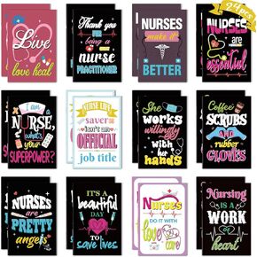 Renbuzhu 24PCS Black Nurses Week Gifts Bulk 2024 Notebooks - Mini Journal Pocket Notepads for Appreciation, Graduation, Medical Student Nursing Office Party Supplies