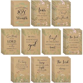 Ctosree 50 Pcs Bible Verse Inspirational Notebook Christian Notepad Bulk Kraft Prayer Journal for Women Scripture Flower Pocket Notebook for Church School Classroom Supplies 3.15 x 5 Inches