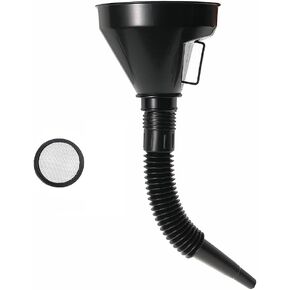 Sylvil Wide Mouth Oil Funnel with Flexible Extension, Auto Nozzle Hose Funnel with Handle Removable Mesh Screen Filter, Funnel for Water Gas Coolant Transmission Engine Oil, Car Accessories